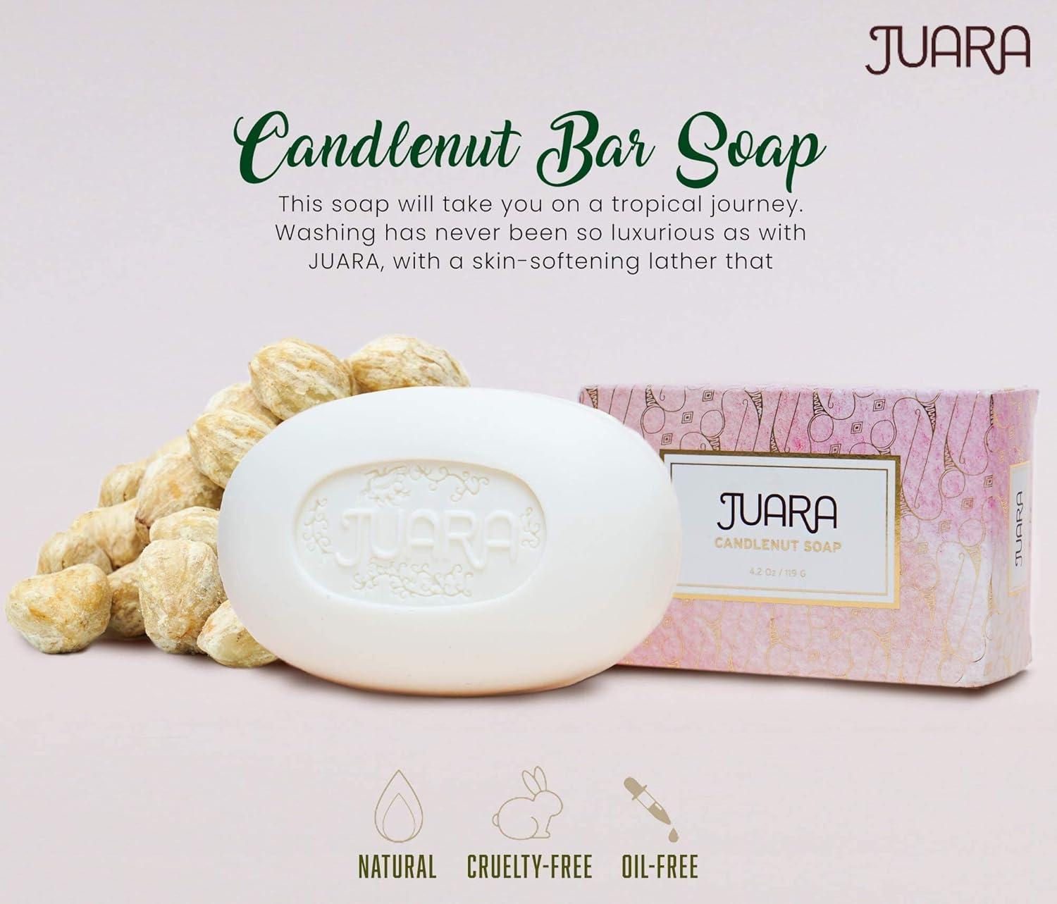 image:imageJUARA Candlenut Bar Soap Lather on Hands Body Safely Cleanses Gently Softens Deeply Moisturizes Pure Ingredients Cruelty Free Paraben amp Sulfate Free 42 oz 3 Bar Bundle