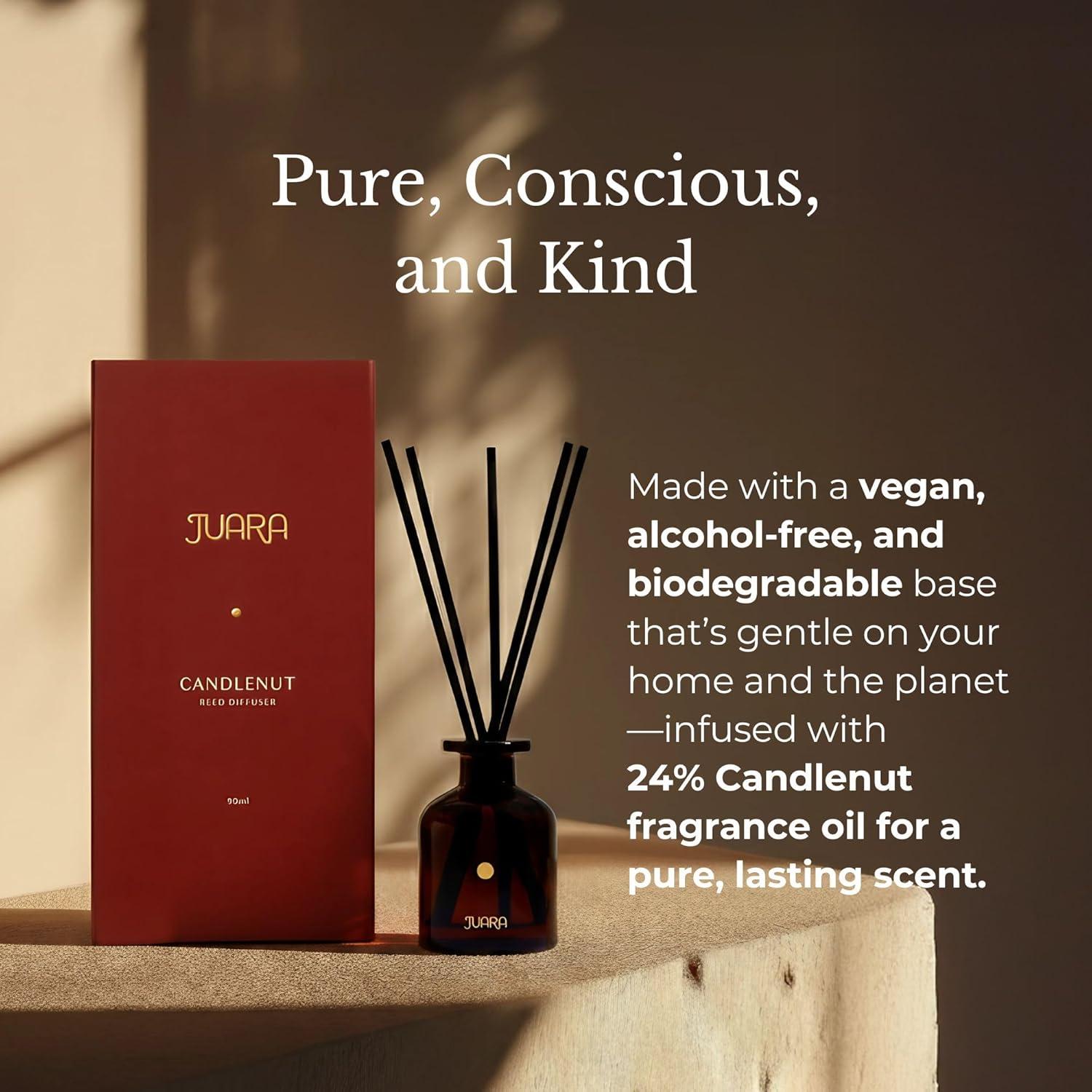 image:imageJUARA Candlenut Reed Diffuser Set 90ml Indonesian Home Fragrance with Natural Reed Sticks LongLasting Room Scent for Living Room Bedroom amp Bathroom 3 oz