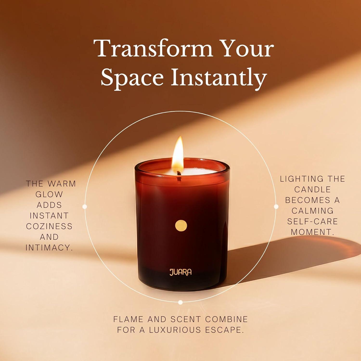 image:imageJUARA Joy Candle Luxury Scented Candle 8oz Coconut Soy Wax Candles for Home Jasmine Rose Bergamot Long Lasting Natural Tropical Floral Candles
