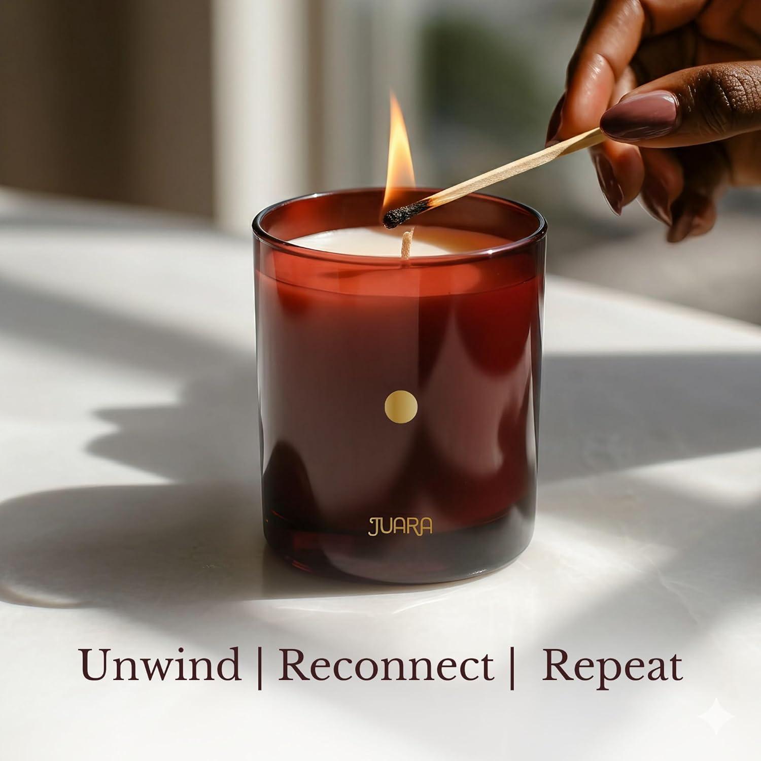 image:imageJUARA Joy Candle Luxury Scented Candle 8oz Coconut Soy Wax Candles for Home Jasmine Rose Bergamot Long Lasting Natural Tropical Floral Candles