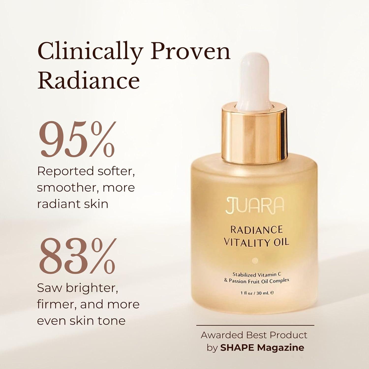 image:imageJuara Radiance Vitality Oil Vitamin C Face Oil with 12 Botanical Oils Wrinkle Reducing Facial Serum for Brightening amp Hydration Lightweight NonGreasy for All Skin Types Made in USA 1 oz