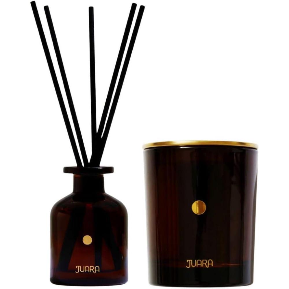 image:imageJUARA Joy Candle amp Candlenut Reed Diffuser Bundle Coconut Soy Wax Candles for Home and Indonesian Home Fragrance with Natural Reed Sticks