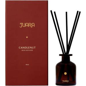 JUARA Candlenut Reed Diffuser Set 90ml – Indonesian Home Fragrance with Natural Reed Sticks – Long-Lasting Room Scent for Living Room, Bedroom & Bathroom, 3 oz